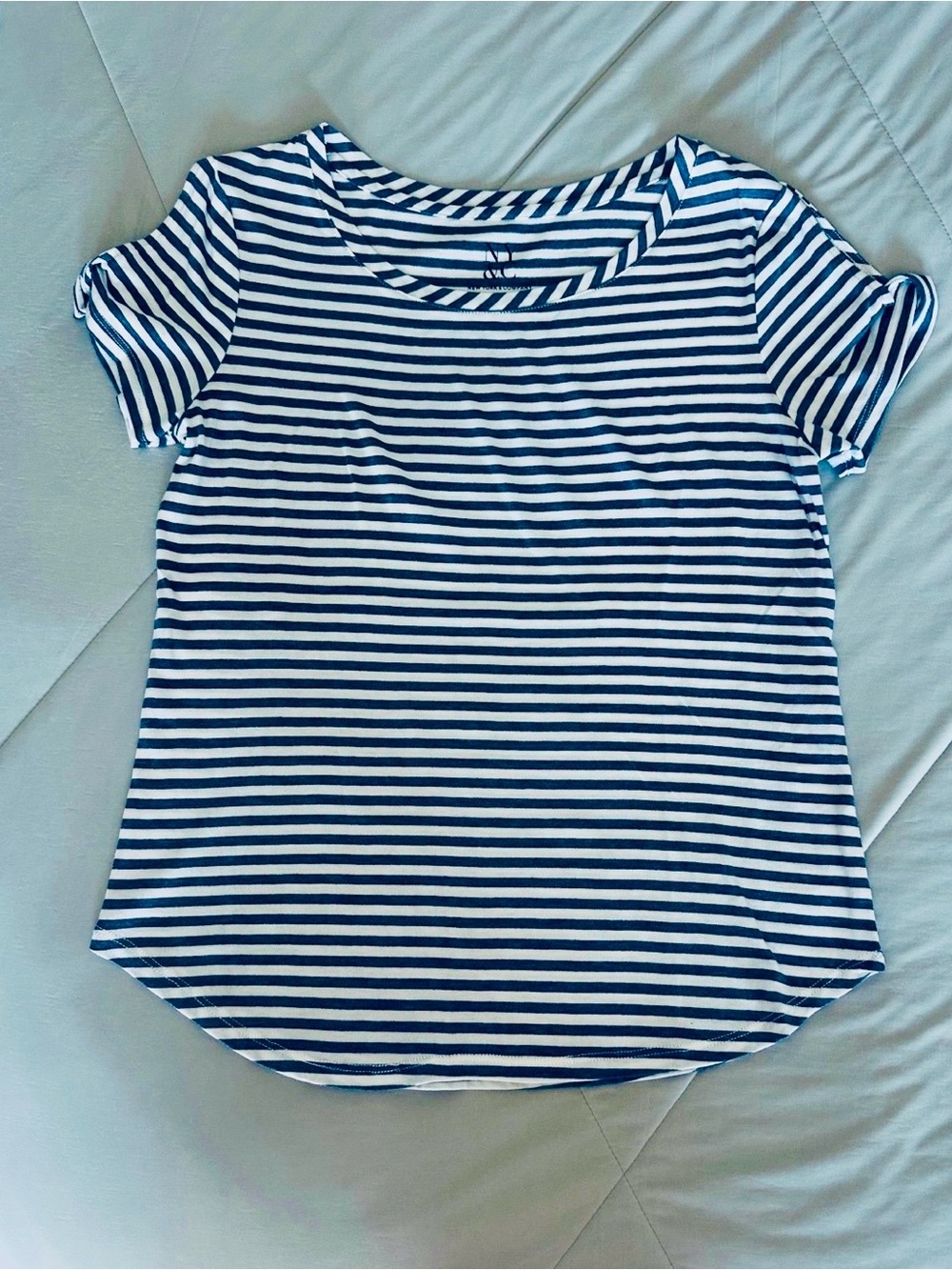 New York & Company Navy and White Tee